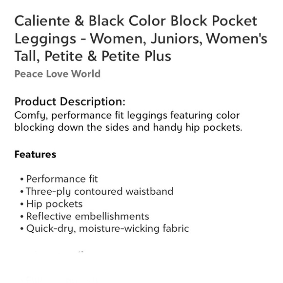 MIND BODY LOVE Red & Black color-block Pocket Leggings Size X-Large Petite NEW - Picture 3 of 4